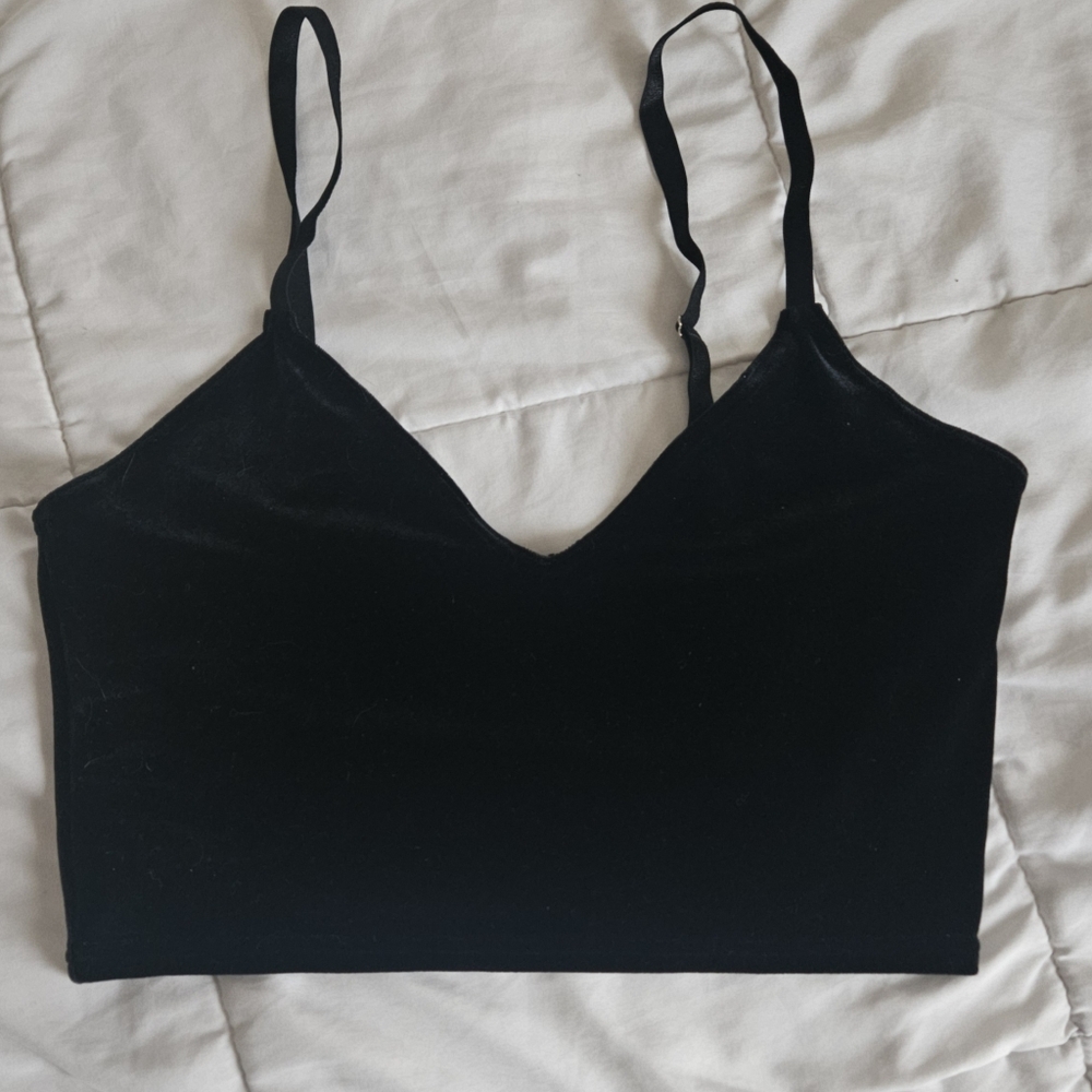 Blackmilk black velvet strappy crop top